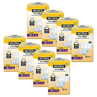 Bigfral Derma Plus XG: Kit 8 Fraldas para Incontinência