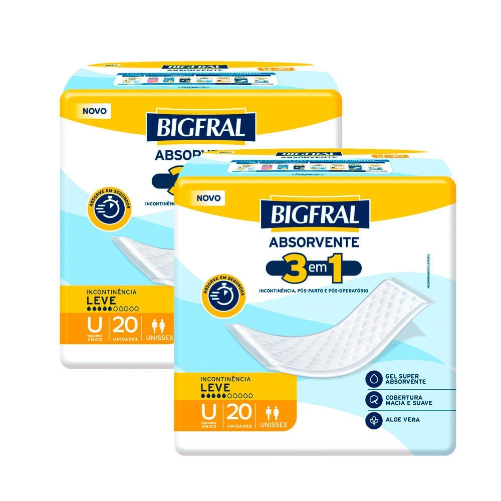 Bigfral: Kit 2 Absorventes - Proteção e Conforto