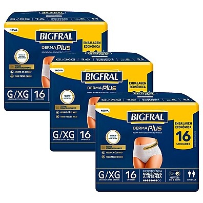 Bigfral Pants Derma Plus: Kit com 48 Unidades de Roupa Íntima para Incontinência