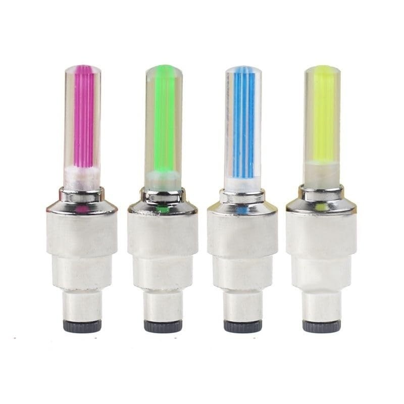 Kit 2 Luzes LED para Válvula de Pneu Multicolorido - Iluminação Noturna para Bike, Moto e Carro