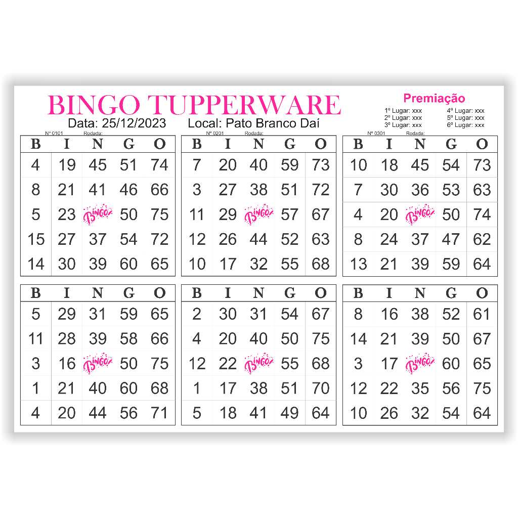 Bingo Exclusivo: 100 Cartelas Personalizadas A4