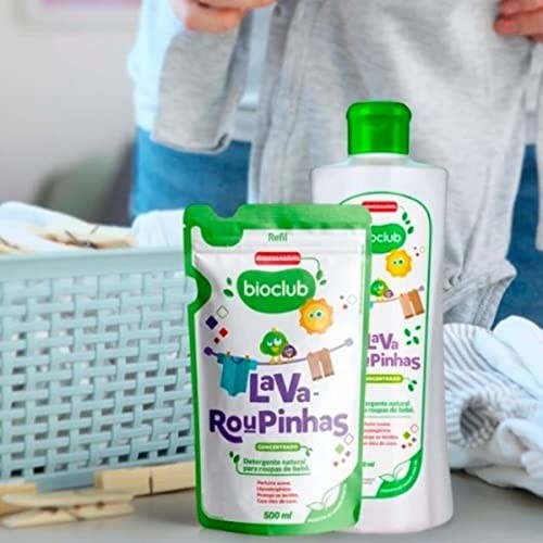 Lava Roupinhas + Refil Sabão Líquido 500ML Bioclub Natural - Limpeza Eficiente e Ecológica