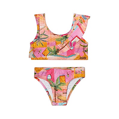 Biquini Infantil Menina Babado Elian Rosa – Estilo e Conforto na Praia