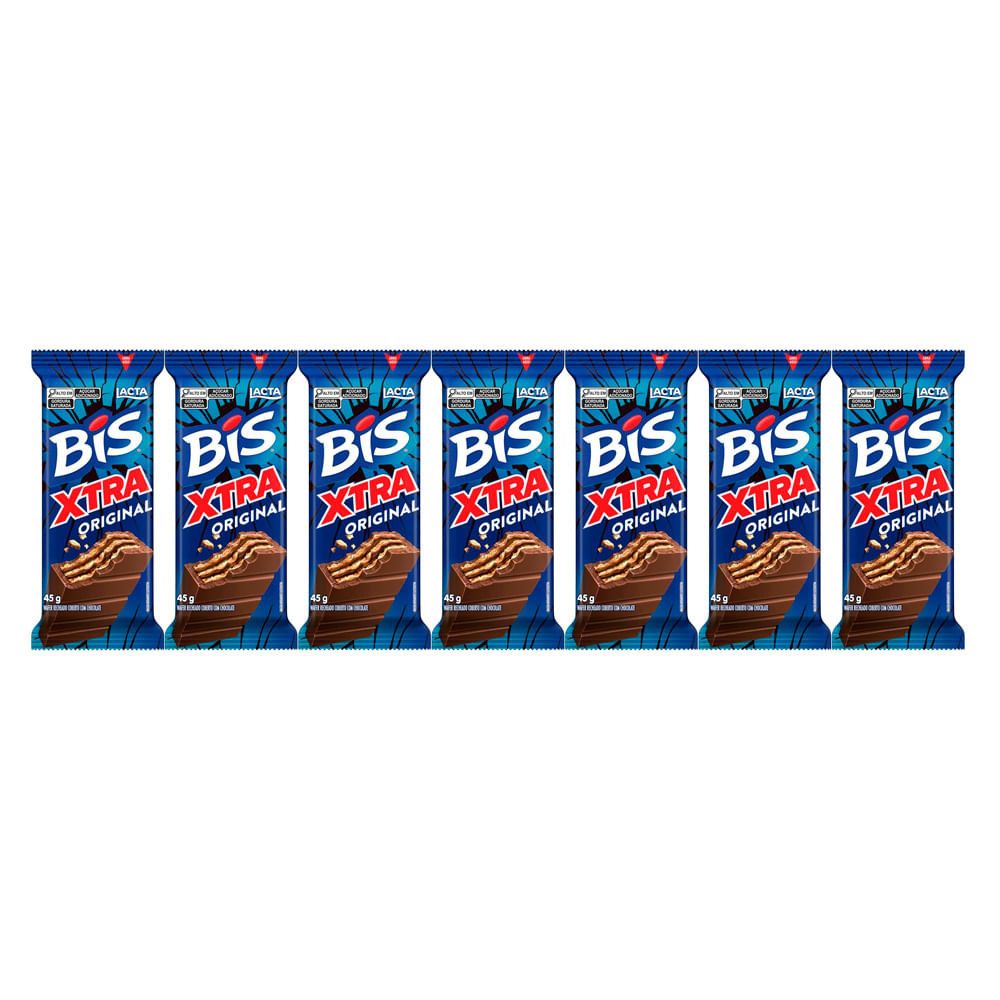 Bis Xtra Lacta: Kit com 7 Barras de 45g