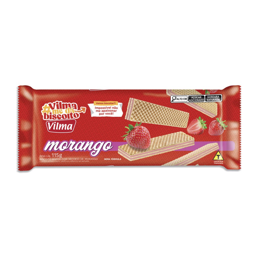 Biscoito Wafer Vilma Morango 115g: Crocância e Sabor!