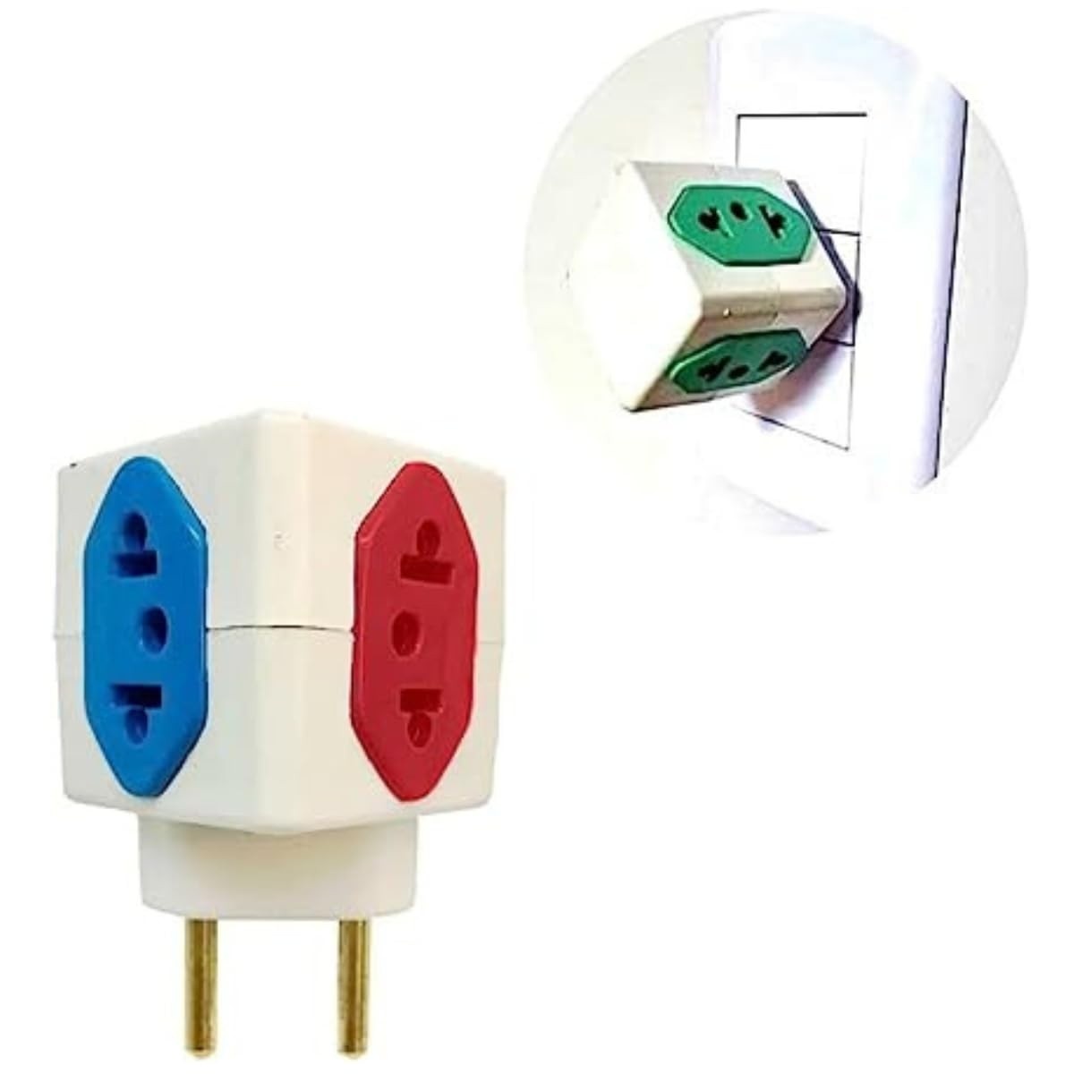 Adaptador Cubo 3D Power: 4 Tomadas (3x10A + 1x20A) Bivolt Automático - Cores Sortidas