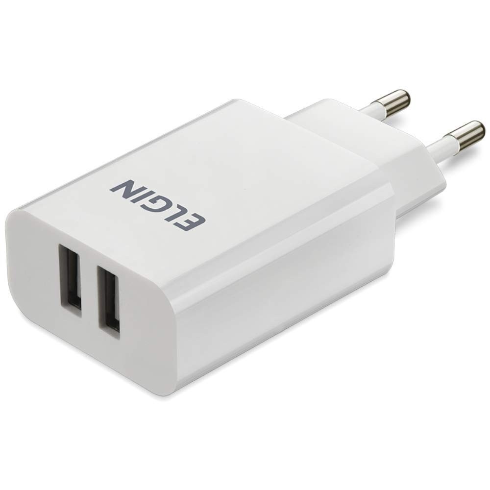Carregador Elgin 2 Portas USB 5V 10W Bivolt Branco: Energia Rápida e Segura para Seus Dispositivos