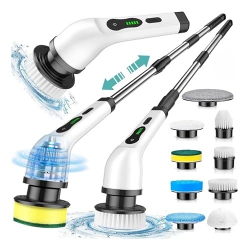 Esfregão de Limpeza Elétrico Giratório 9 em 1 Sem Fio com 9 Cabeças de Escova, Potente e Bivolt