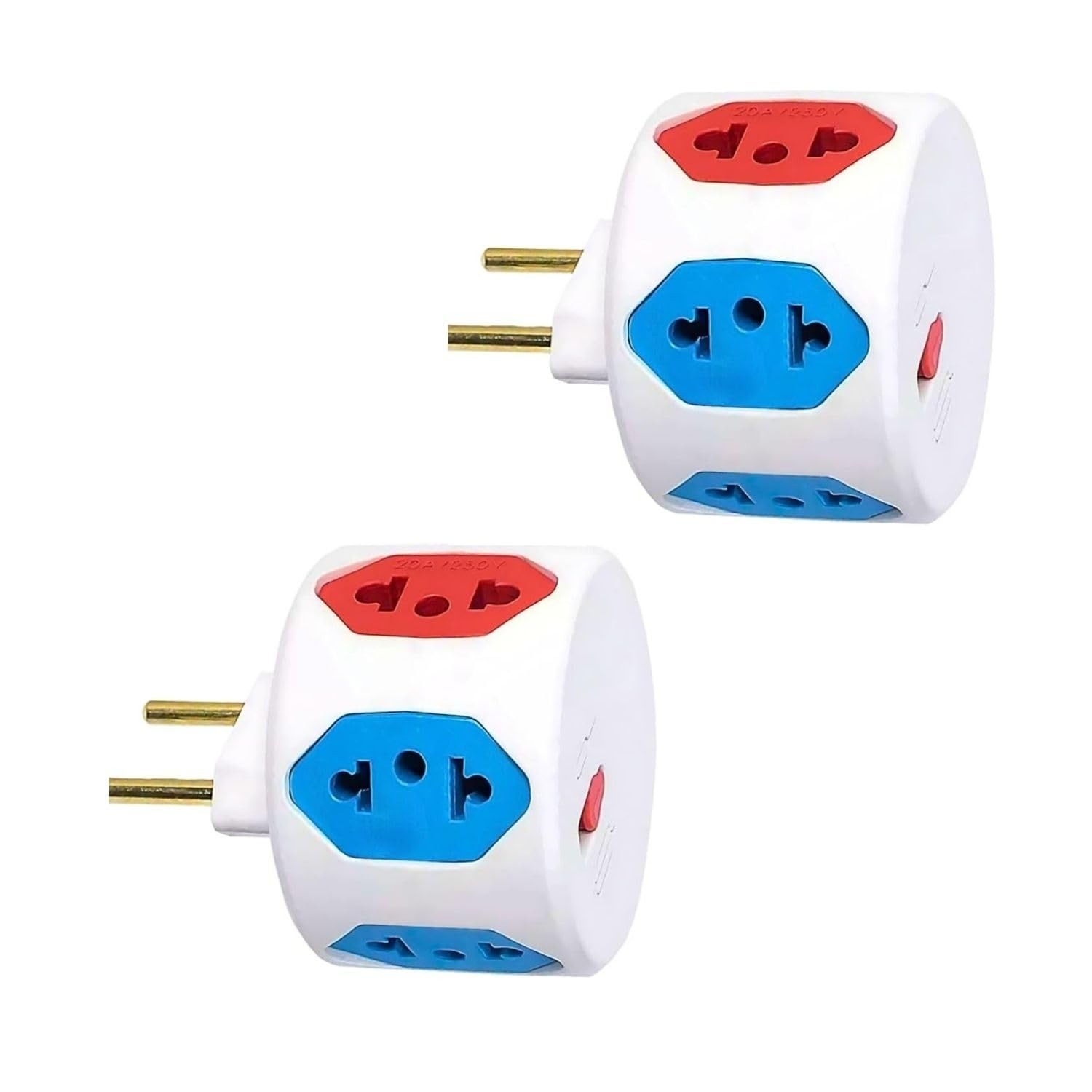 KIT 2x Adaptador Tomada Benjamim 6 Entradas C/ Fusível Bivolt 10A - Mais Conexões e Segurança!