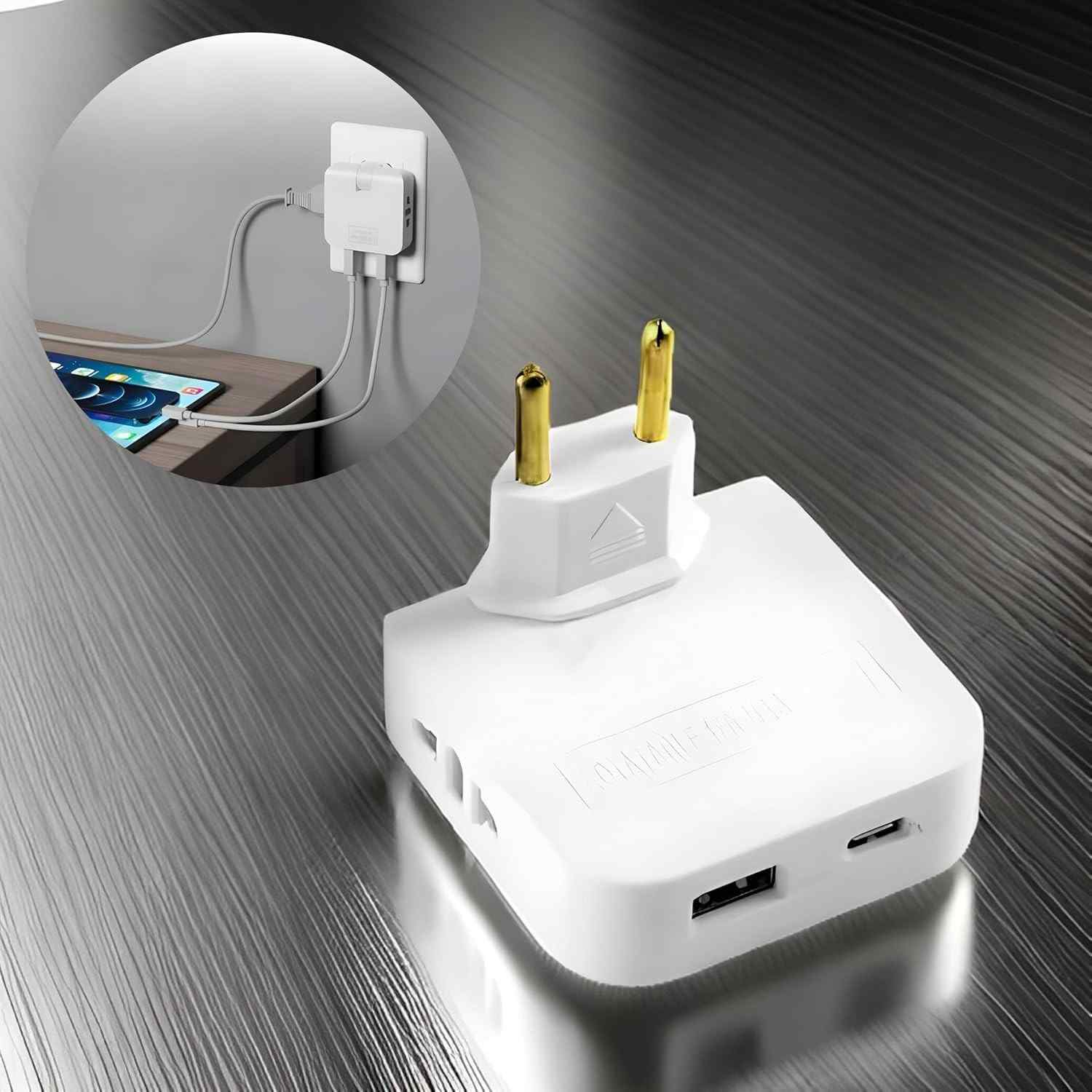 Adaptador Tomada Benjamin Articulado USB-C Bivolt 4 Dispositivos - Viagem e Casa