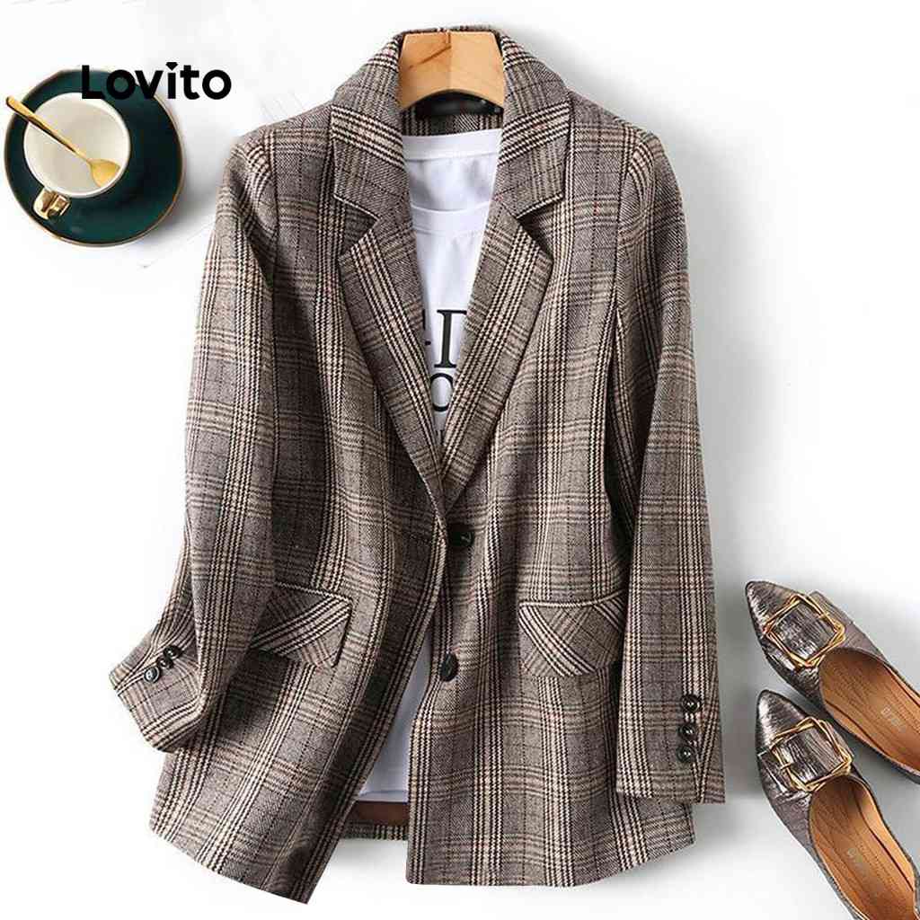 Blazer Gingham Lovito: Estilo Casual e Moderno