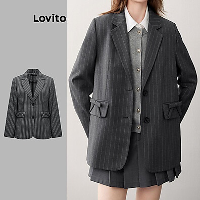 Blazer Listrado Lovito: Estilo Casual e Moderno