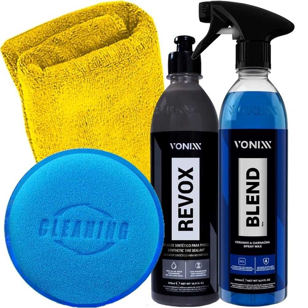 Kit Essencial Vonixx: Blend Spray 500ml, Revox Selante Pneus + Acessórios Karbox