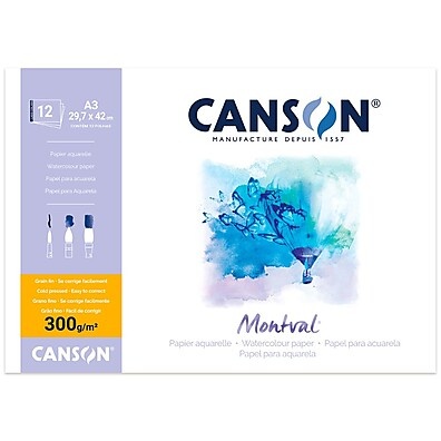Bloco Canson Montval A3 300g: Papel de Aquarela Grão Fino para Profissionais