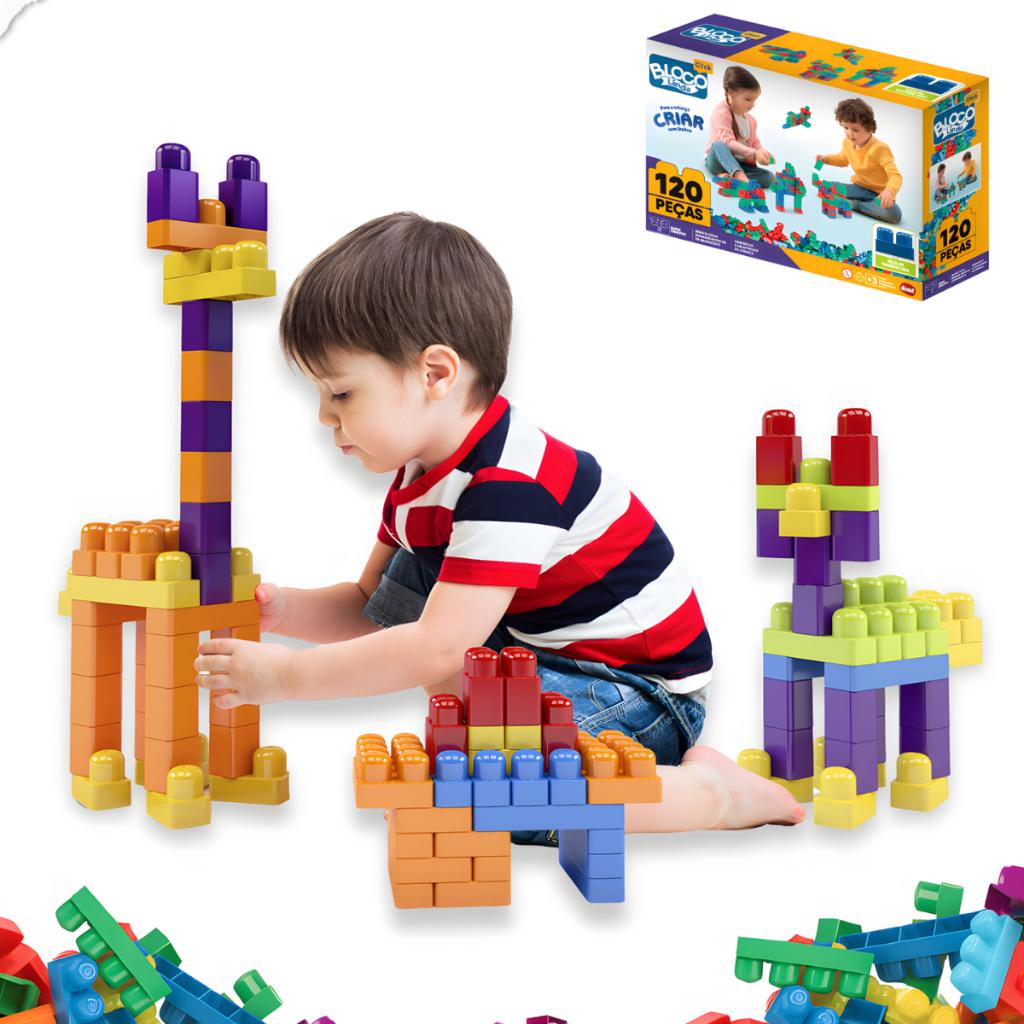 Bloco de Montar Infantil Dismat 240/120 Peças +3 Anos: Brinquedo Educativo e Colorido