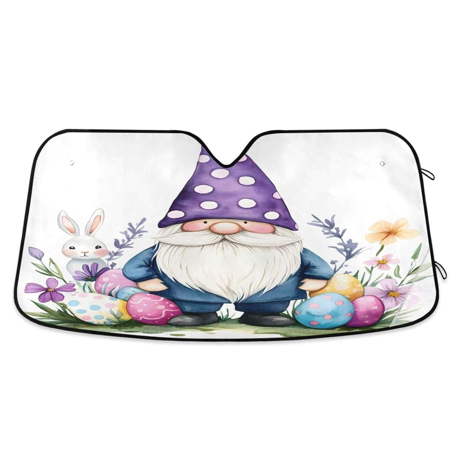 Protetor de Para-brisa com Design de Gnome - Cobertura Térmica Dobrável com Bloqueio UV para Carros