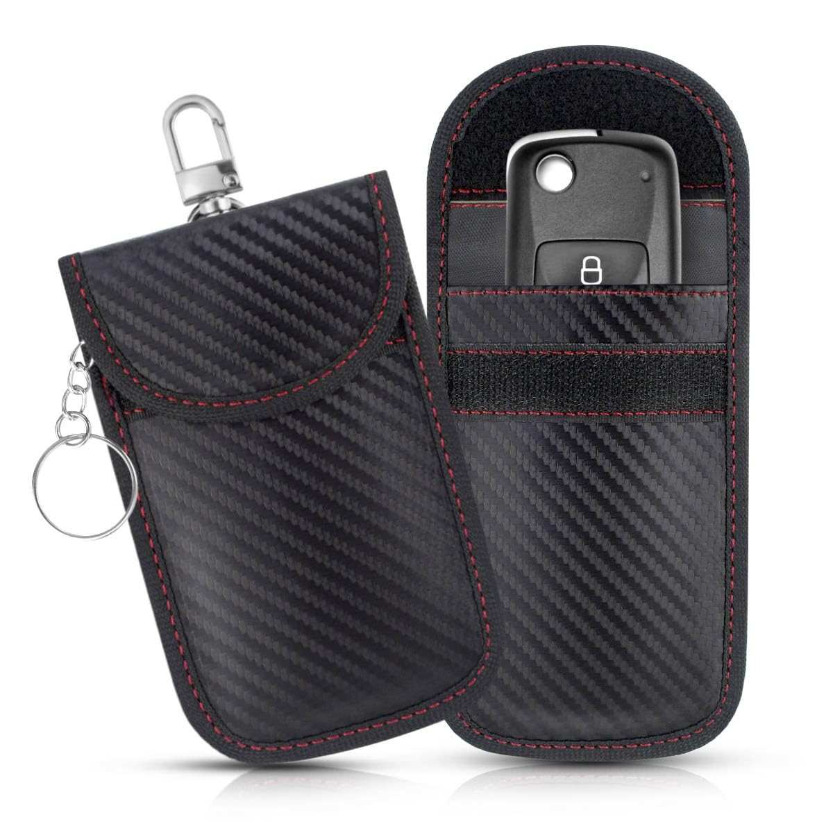 Pacote 2 Bolsas Faraday Fibra de Carbono: Bloqueio Total Sinal Chave Carro Anti-Roubo e Anti-Hacking