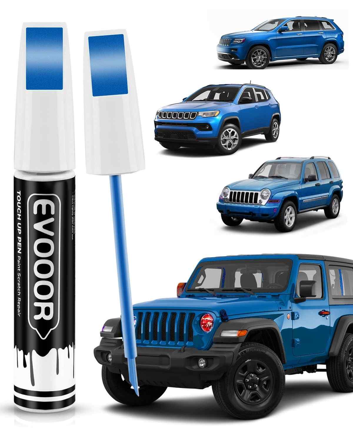 Tinta de Retoque PBJ/MBJ Hydro Blue/Laser Blue Pearl para Jeep - Caneta 2 em 1 com Pincel para Reparos Fáceis