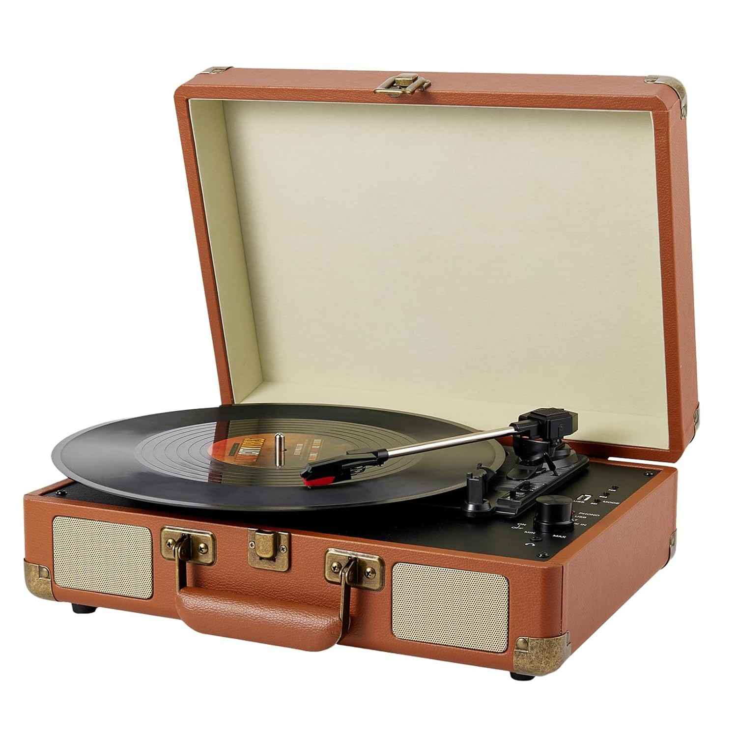 Vitrola Bluetooth Portátil Retro Radiola Vinil com USB e Alto-falante Integrado