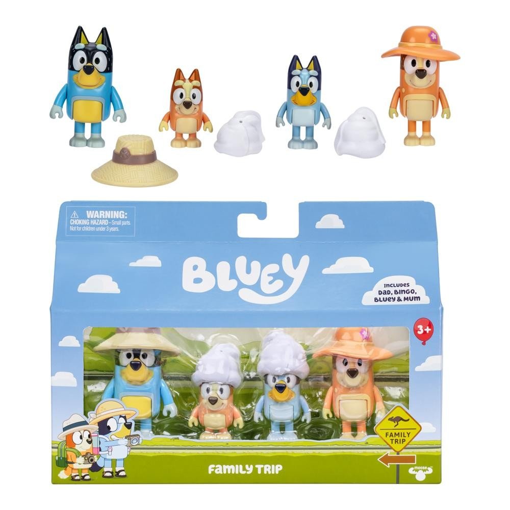Bluey: Kit 4 Bonecos Colecionáveis – Aventura em Família!