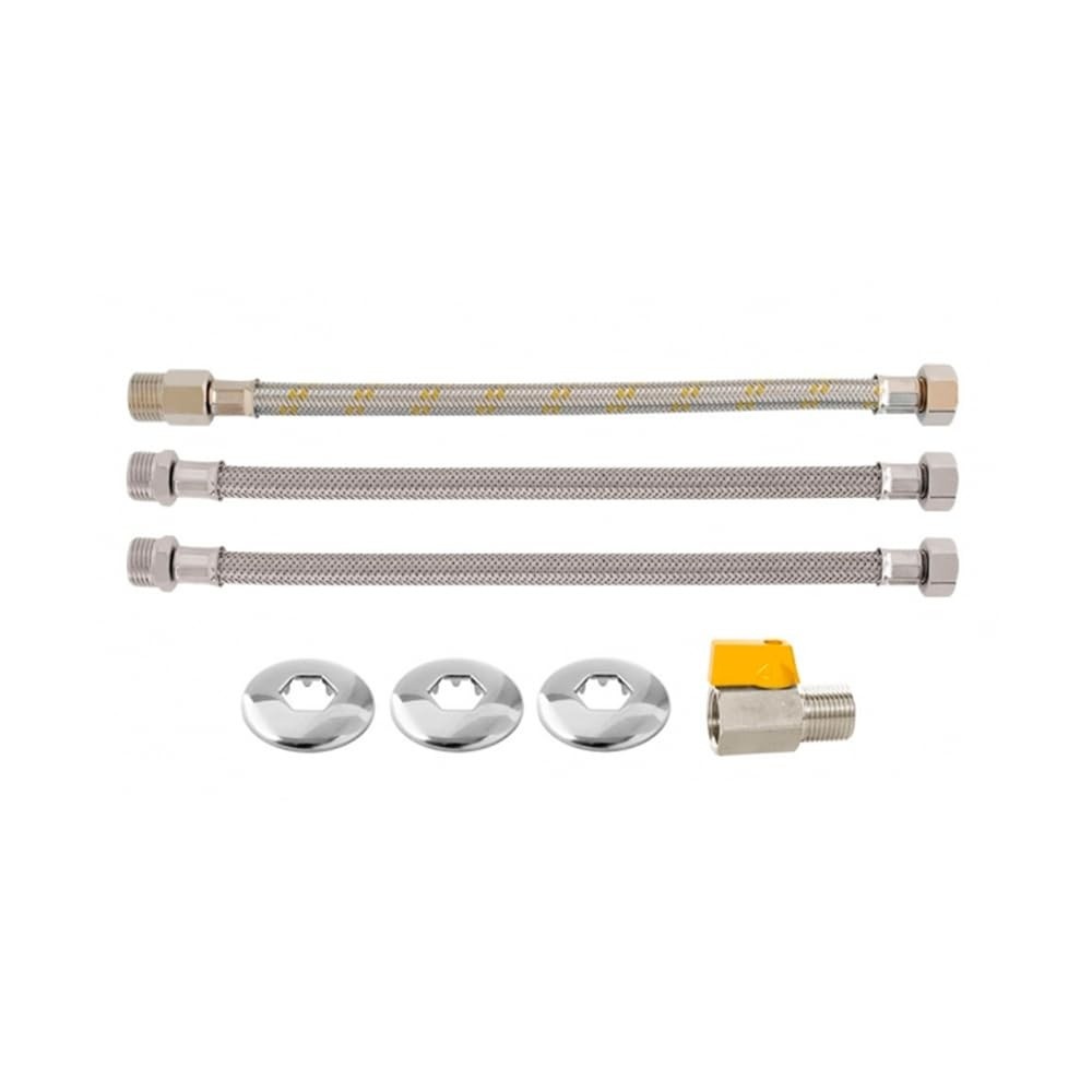 Kit Ligação Aquecedor Água/Gás Blukit 1/2" x 40cm - Conexão Segura e Durável