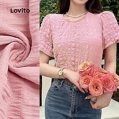 Blusa Boho Rosa Lovito: Elegância Plissada!