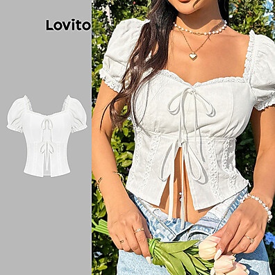 Blusa Casual com Gravata Lisa Lovito: Estilo e Conforto Feminino