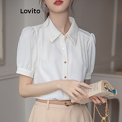 Blusa Casual Lisa Franzida Lovito: Estilo e Conforto para Mulheres