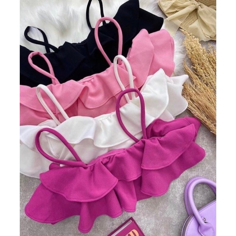 Blusa Cropped Feminina com Babado – Envio Rápido