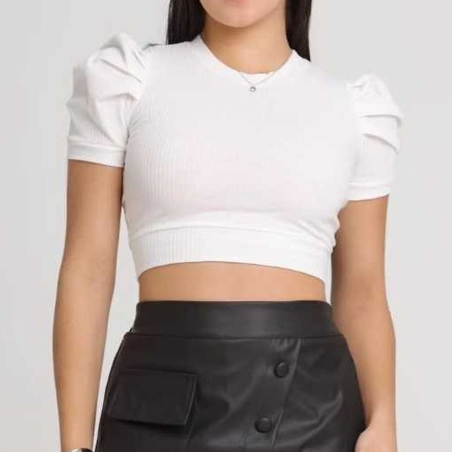 Blusa Cropped Princesa Juvenil Feminina Algodão Canelado