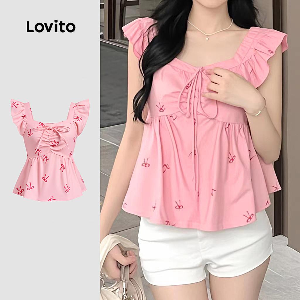 Blusa de Renda Lovito: Elegância Rosa para o Verão