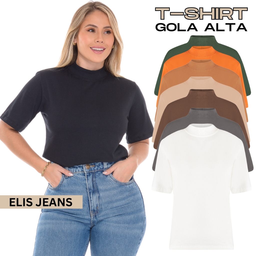 Blusa Feminina Gola Alta 100% Algodão - Conforto e Estilo