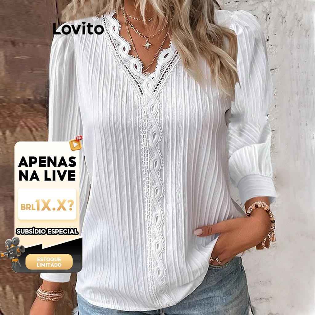 Blusa Feminina Lovito com Renda: Casual e Elegante