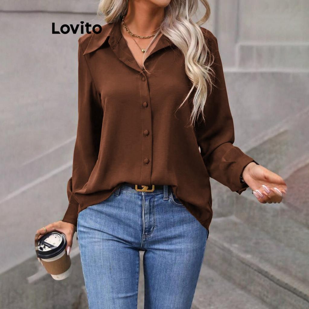 Blusa Feminina Lovito: Elegância Casual com Botão
