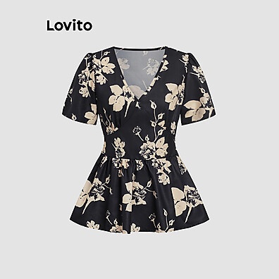 Blusa Floral Elegante Lovito para Mulheres
