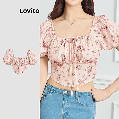 Blusa Floral Lovito: Elegância em Renda