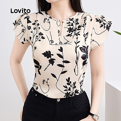 Blusa Floral Plissada Lovito: Estilo e Conforto para o Verão