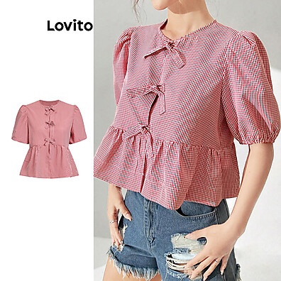 Blusa Gingham Lovito: Elegância e Conforto!