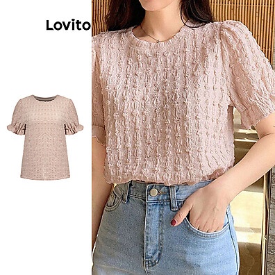 Blusa Jacquard Lovito: Elegância com Babados