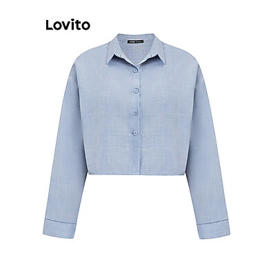 Blusa Lisa com Botões Lovito: Estilo Casual e Conforto Feminino