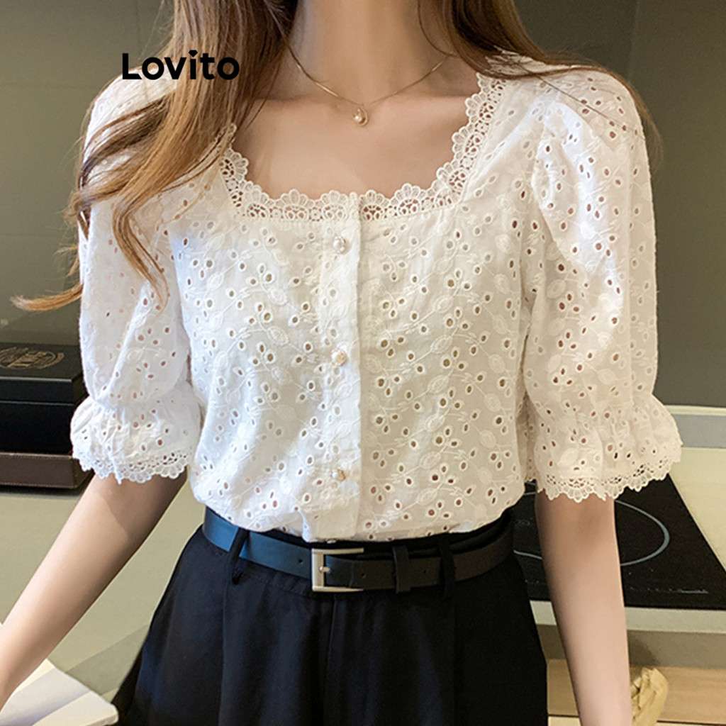 Blusa Lovito: Elegância em Renda e Pérolas