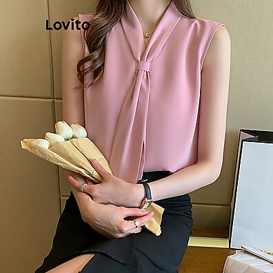 Blusa Lovito Elegante com Cadarço - Estilo Chique e Moderno