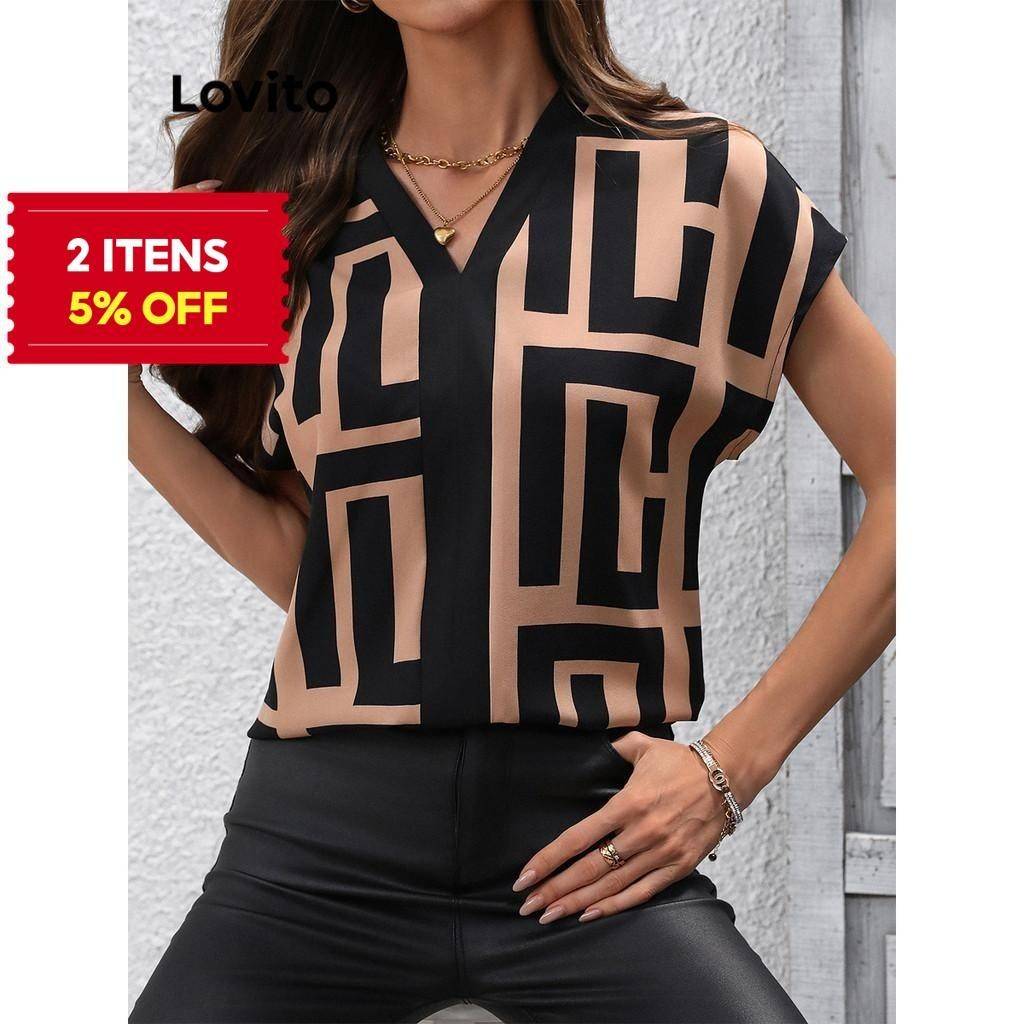 Blusa Lovito Geométrica: Estilo Casual e Moderno
