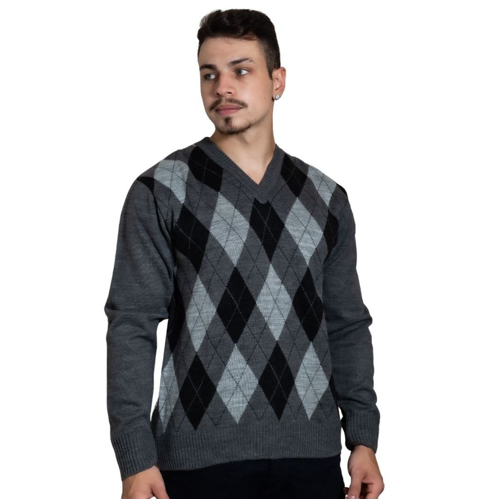 Blusa Masculina Escocesa Gola V: Estilo e Conforto para Todos os Tamanhos