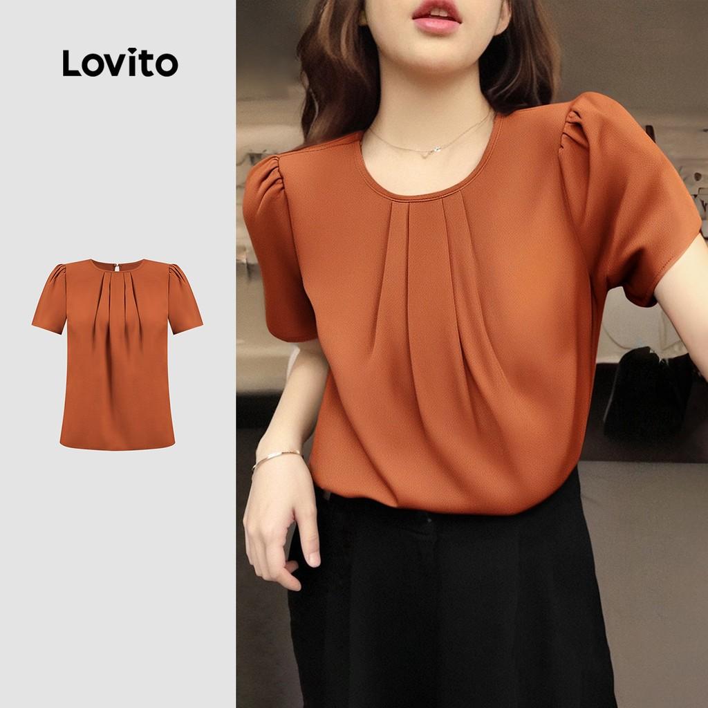 Blusa Plissada Lovito Laranja: Elegância Casual