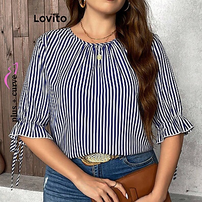 Blusa Plus Size Boho Listrada Lovito: Estilo e Conforto!
