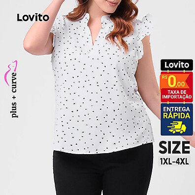 Blusa Plus Size com Babados e Poás Feminina LB71BRL100