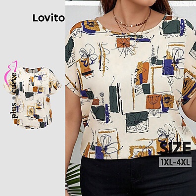 Blusa Plus Size Geométrica Elegante Lovito LBL18302