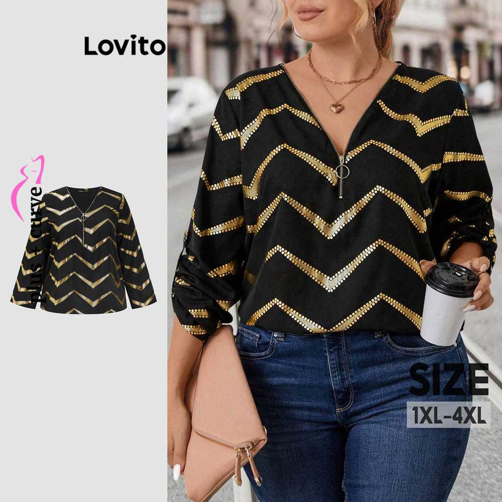 Blusa Plus Size Lovito: Elegância Geométrica