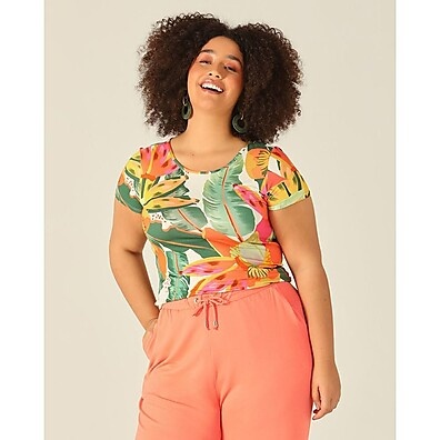Blusa Plus Size Mullet Tropical: Conforto e Estilo